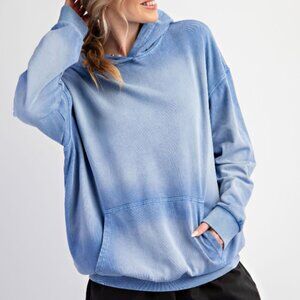 036.WASHED TERRY KNIT PULLOVER HOODIE TOP